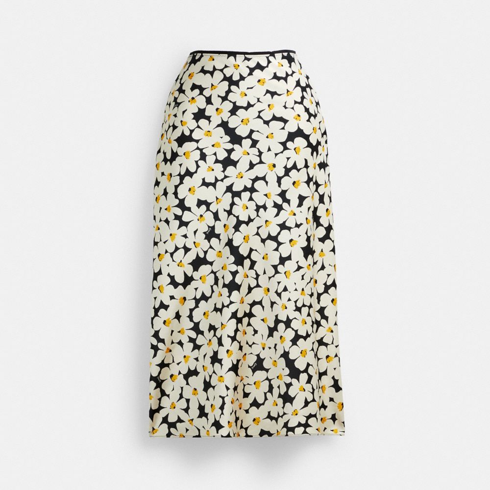 Coach Long Floral Midi Skirt Black | 380-GIMOBX