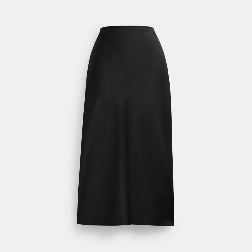 Coach Long Satin Midi Skirt Black | 754-PNWXZL