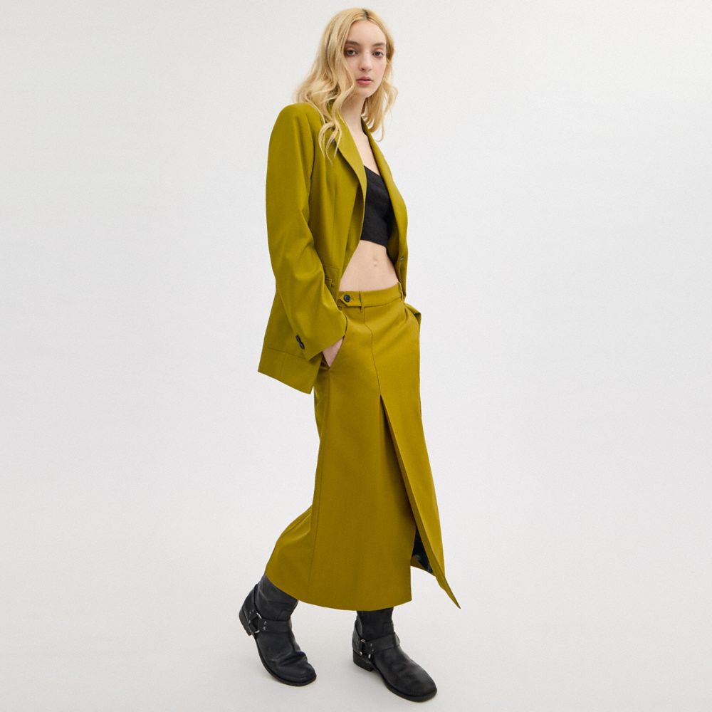 Coach Long Tailored Skirt Green | 807-XSYCLP