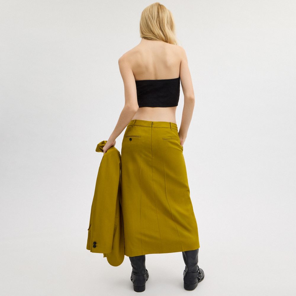 Coach Long Tailored Skirt Green | 807-XSYCLP