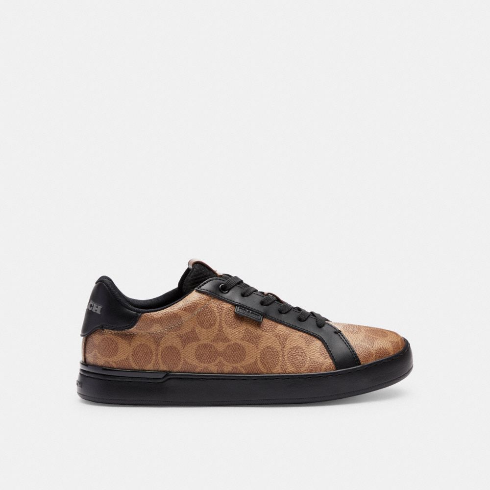 Coach Lowline Low Top Sneaker In Signature Canvas Tan/Black | 907-GFDSBO