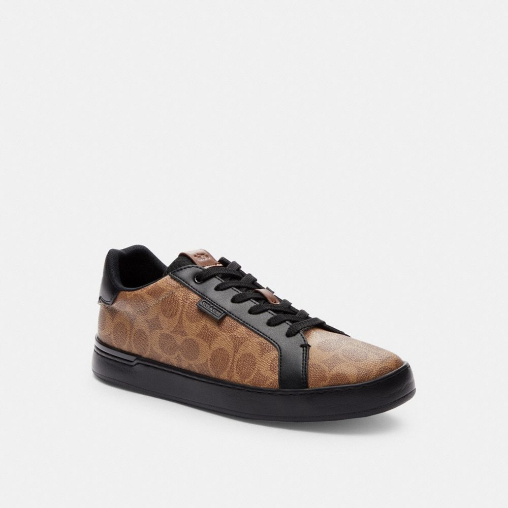 Coach Lowline Low Top Sneaker In Signature Canvas Tan/Black | 907-GFDSBO