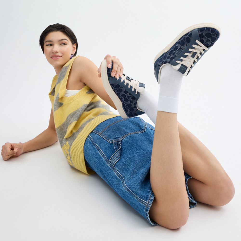 Coach Lowline Low Top Sneaker In Signature Denim Blue Denim | 638-XAYEOT