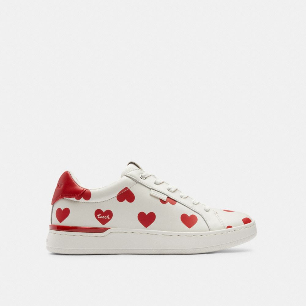 Coach Lowline Low Top Sneaker With Valentine's Print Chalk/Sport Red | 328-QRXDGV