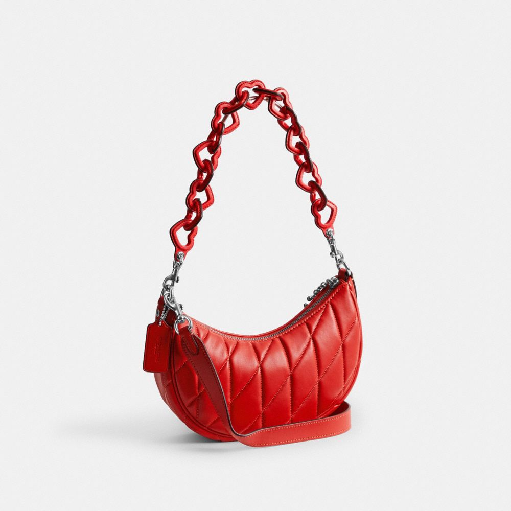 Coach Mira Shoulder Bag With Pillow Quilting And Heart Strap Nappa Leather/Silver/Sport Red | 267-RCIAMW