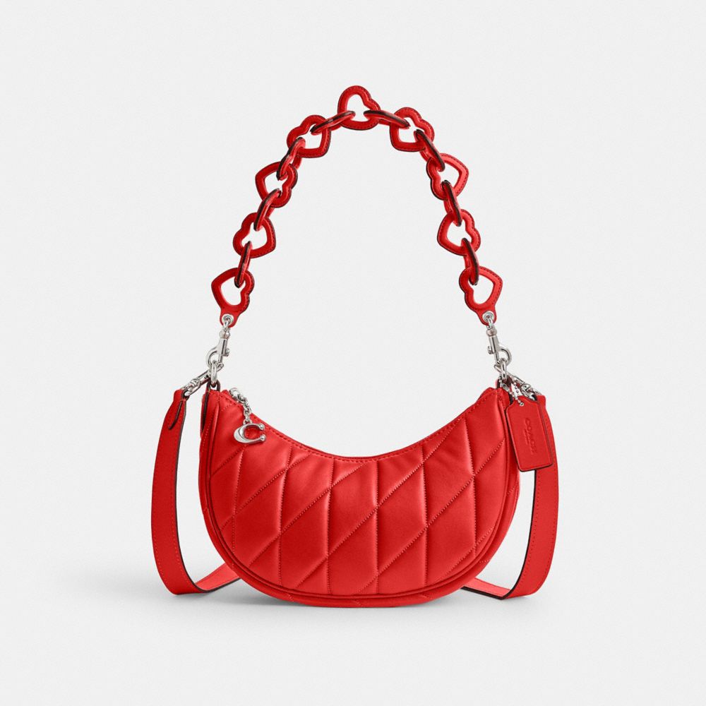 Coach Mira Shoulder Bag With Pillow Quilting And Heart Strap Nappa Leather/Silver/Sport Red | 267-RCIAMW