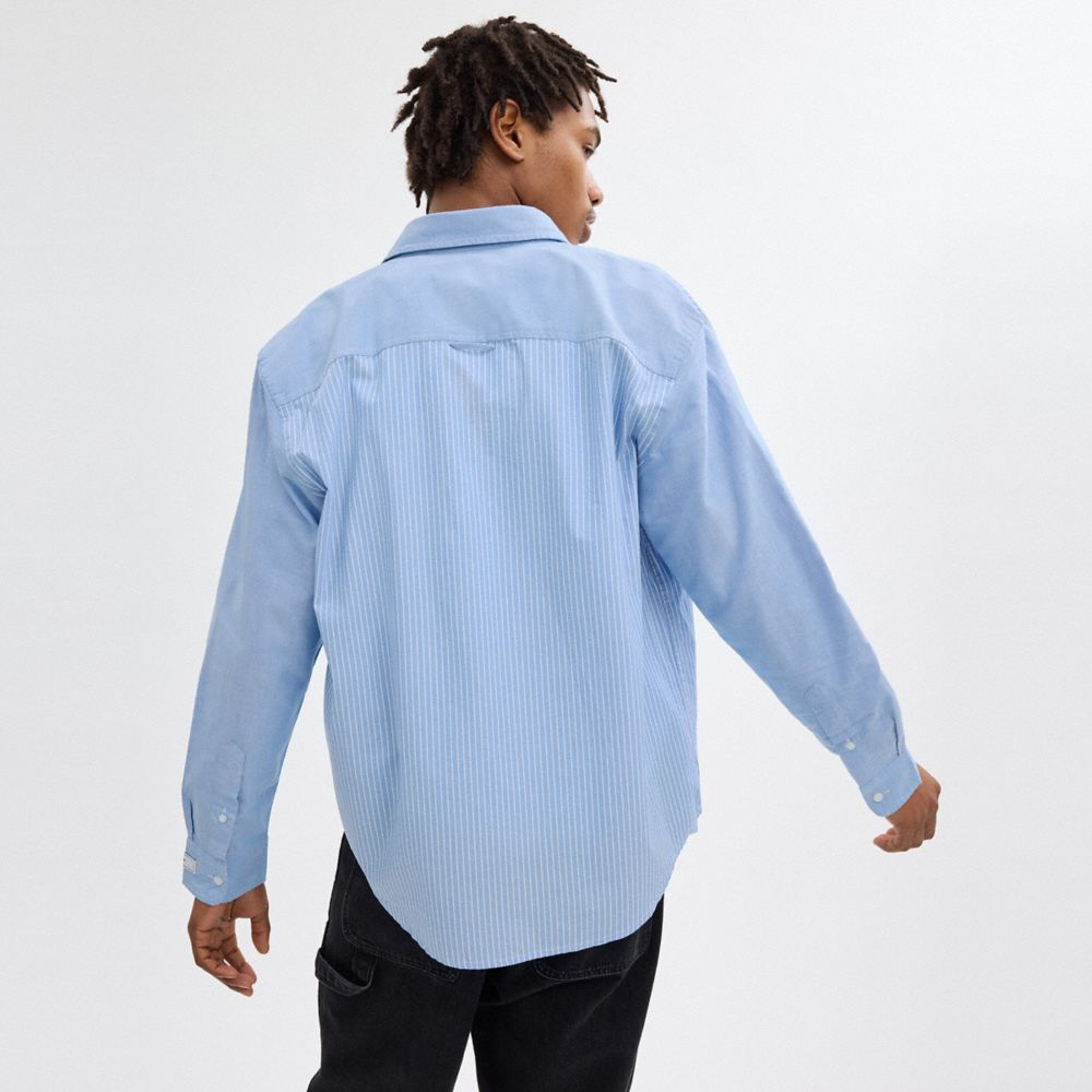 Coach Mix Media Shirt Blue/White | 267-BWYTUM