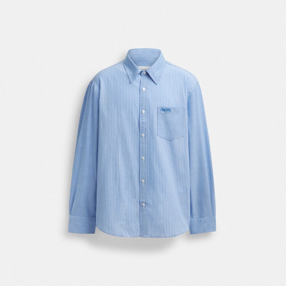 Coach Mix Media Shirt Blue/White | 267-BWYTUM