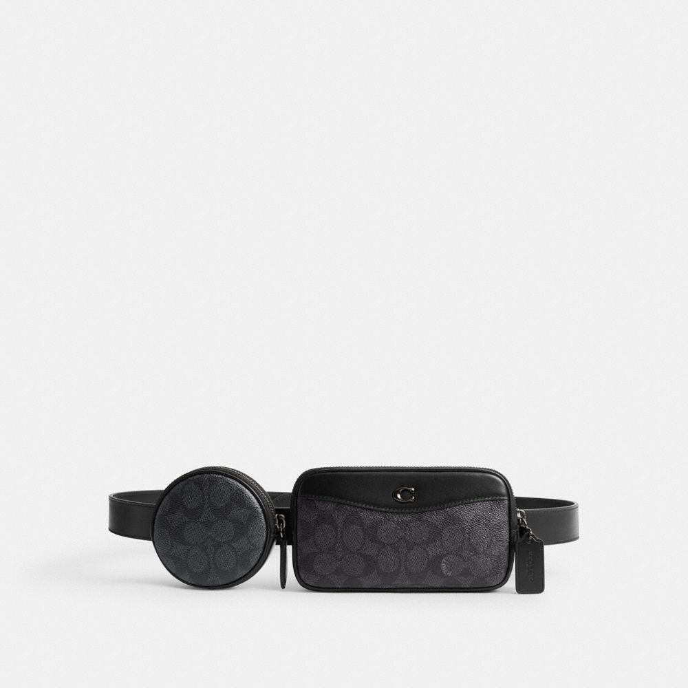 Coach Multi Pouch Belt Bag In Signature Canvas Charcoal | 321-GKCEDH