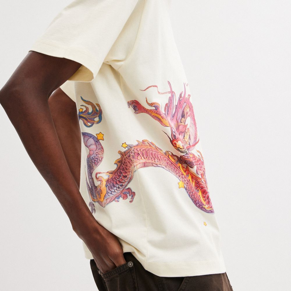 Coach New Year T Shirt With Dragon Cream | 420-TNPMJL