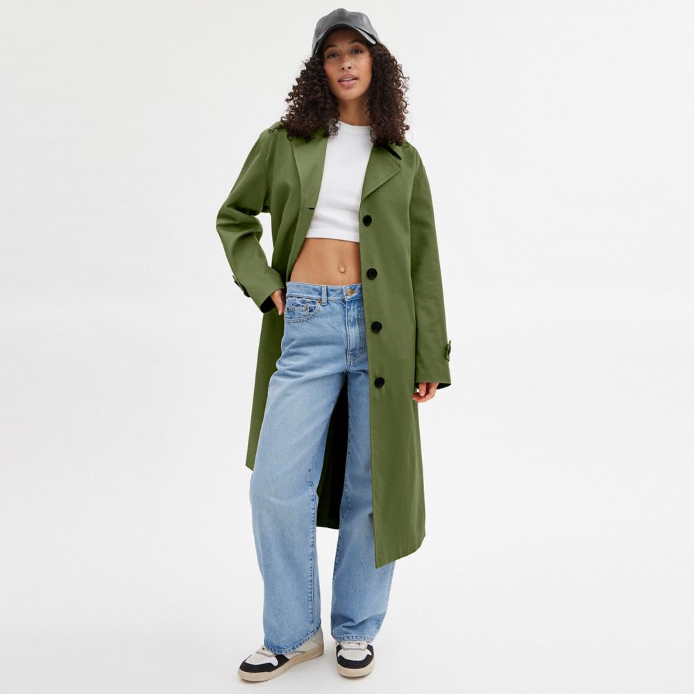 Coach Oversized Trench Coat Green | 217-AUKYJX