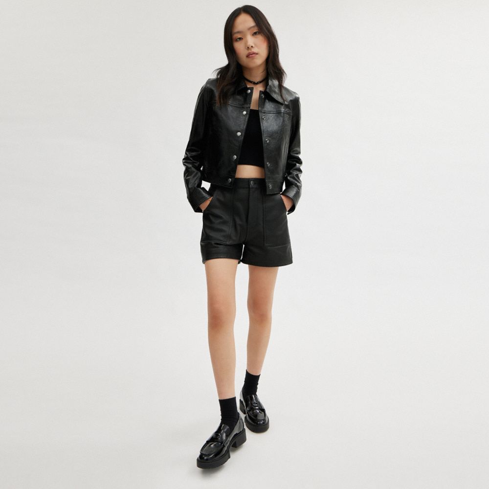 Coach Patent Leather Jacket Black | 382-RATVIF