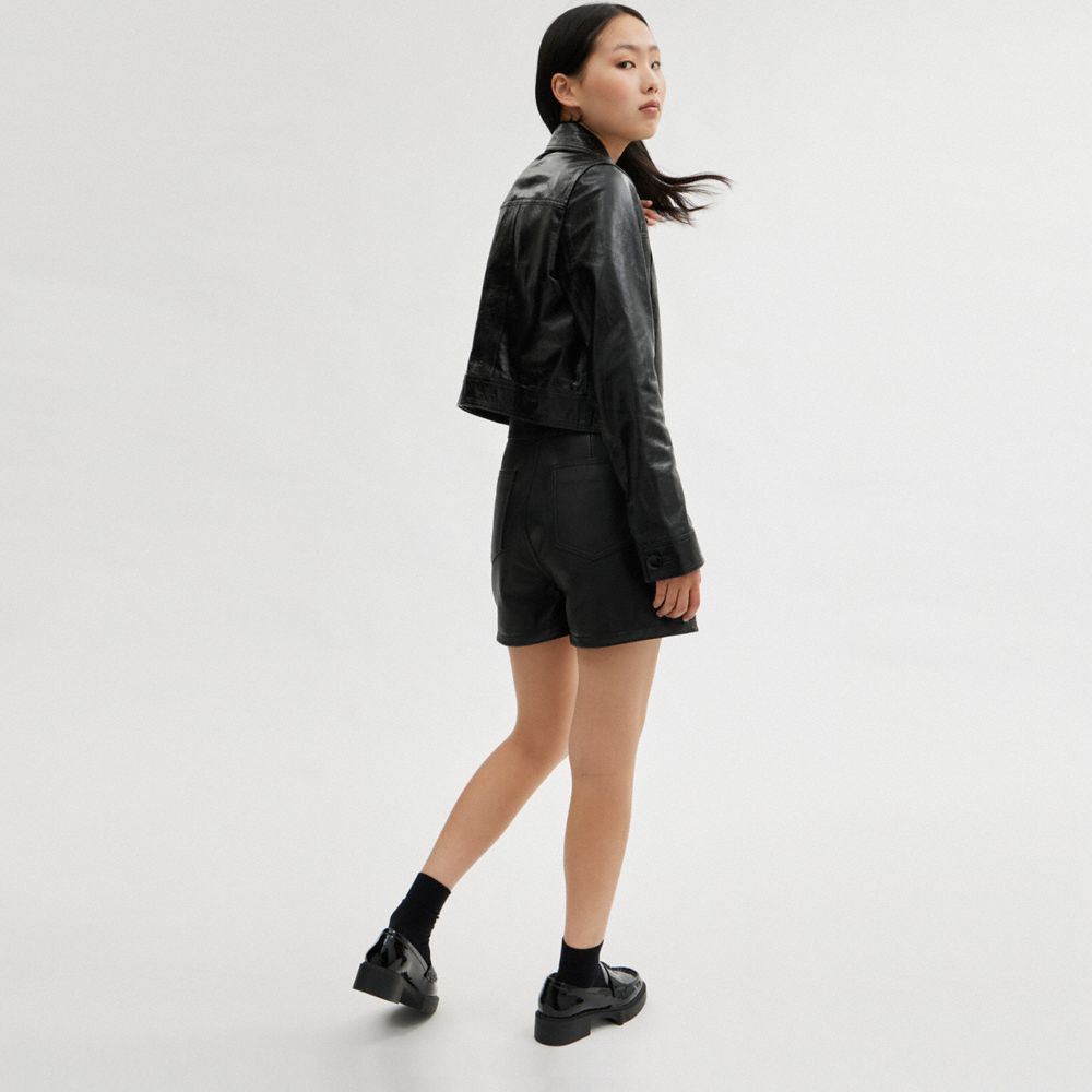 Coach Patent Leather Jacket Black | 382-RATVIF