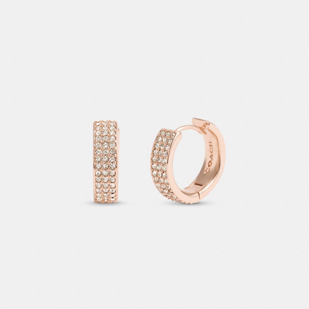 Coach Pavé Huggie Earrings Rose Gold | 472-XTBMOD