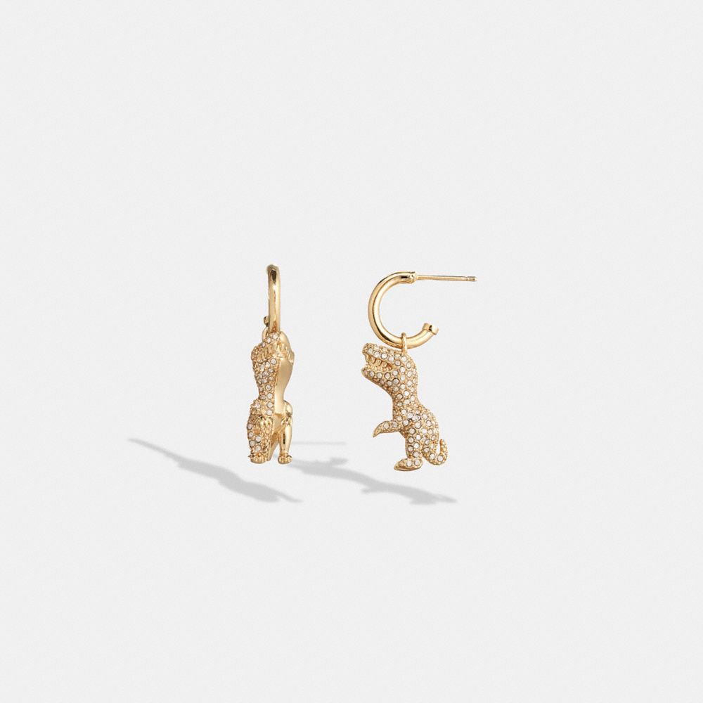 Coach Pavé Rexy Huggie Earrings Gold/Crystal | 850-FYDTOR