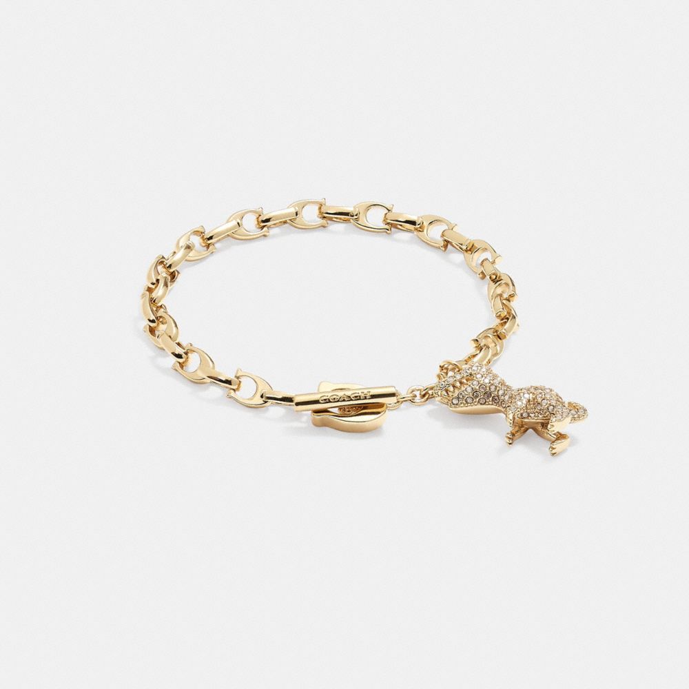 Coach Pavé Rexy Signature Chain Bracelet Gold/Crystal | 419-QRSIUY