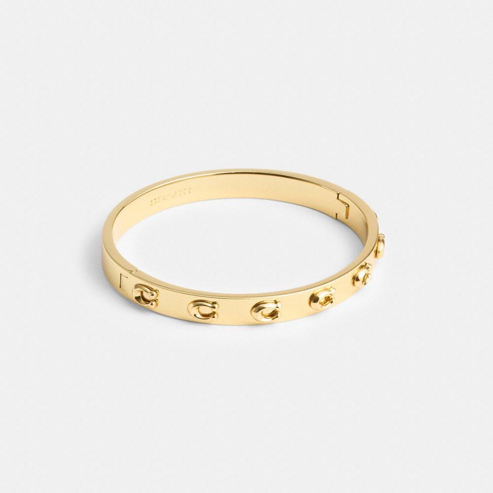 Coach Pegged Signature Hinged Bangle Gold | 906-MDKXEP