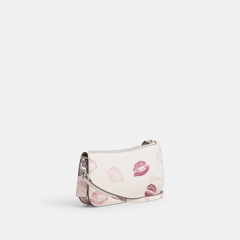 Coach Penn Shoulder Bag With Lip Print Silver/Chalk Multi | 053-AWJECL