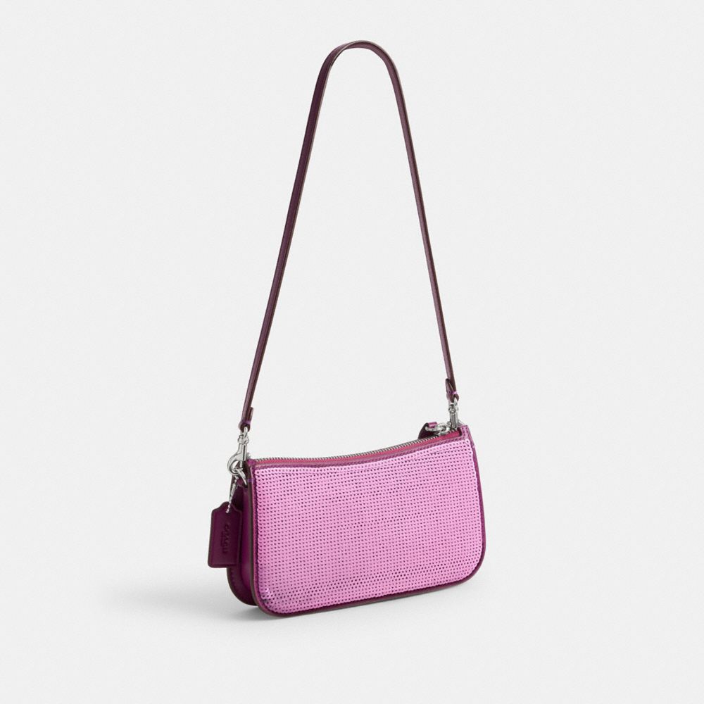 Coach Penn Shoulder Bag With Sequins Calf Leather/Silver/Dark Magenta | 048-XNLDWT