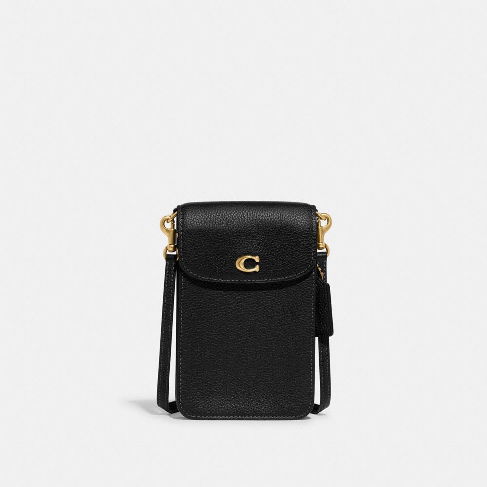 Coach Phone Crossbody Bag Brass/Black | 289-YAMZOX