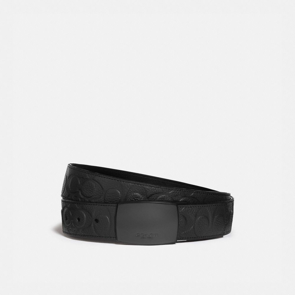 Coach Plaque Buckle Cut To Size Reversible Belt 38 Mm Black | 683-ZPOIAL