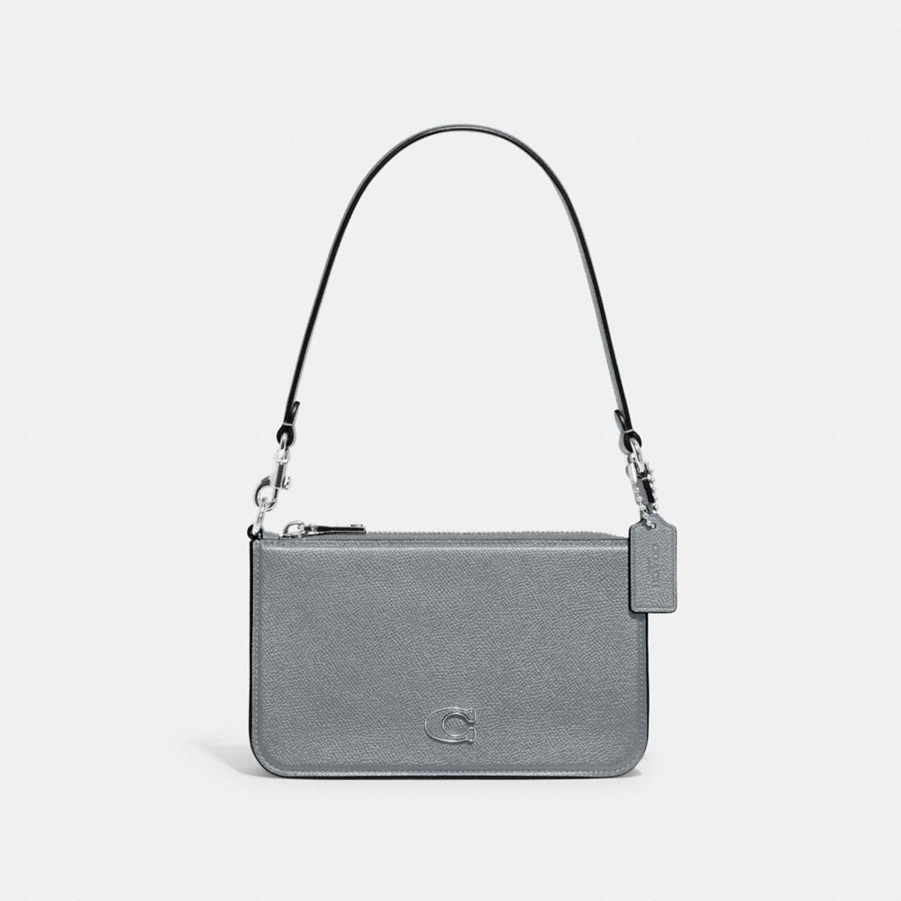 Coach Pouch Bag With Signature Canvas Grey Blue | 389-MHPYXA