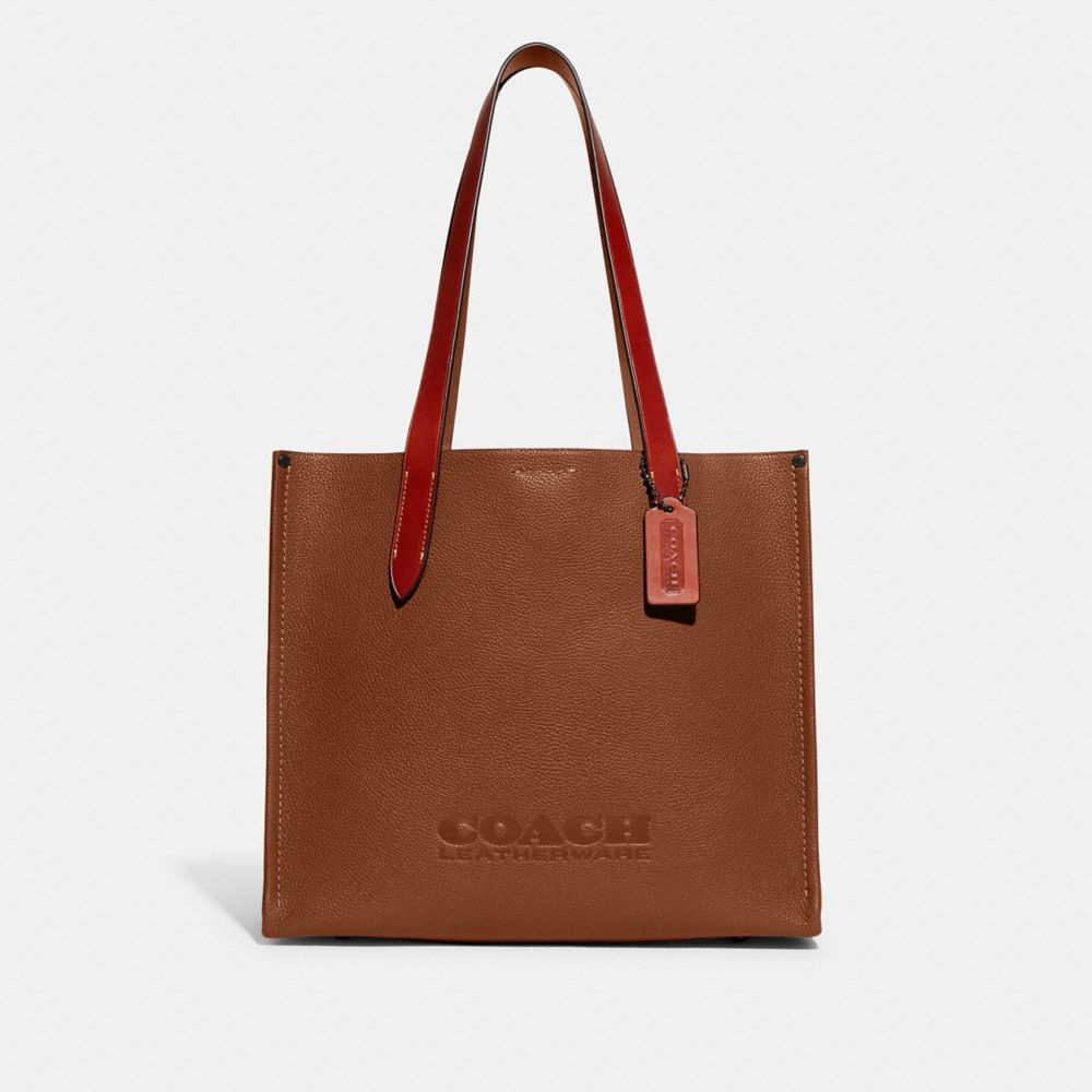 Coach Relay Tote Bag 34 Polished Pebble Leather/1941 Saddle | 520-CTZADP