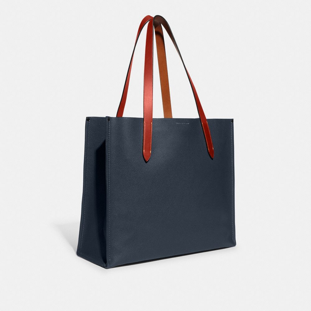 Coach Relay Tote Bag Polished Pebble Leather/Denim | 765-KXGPRB