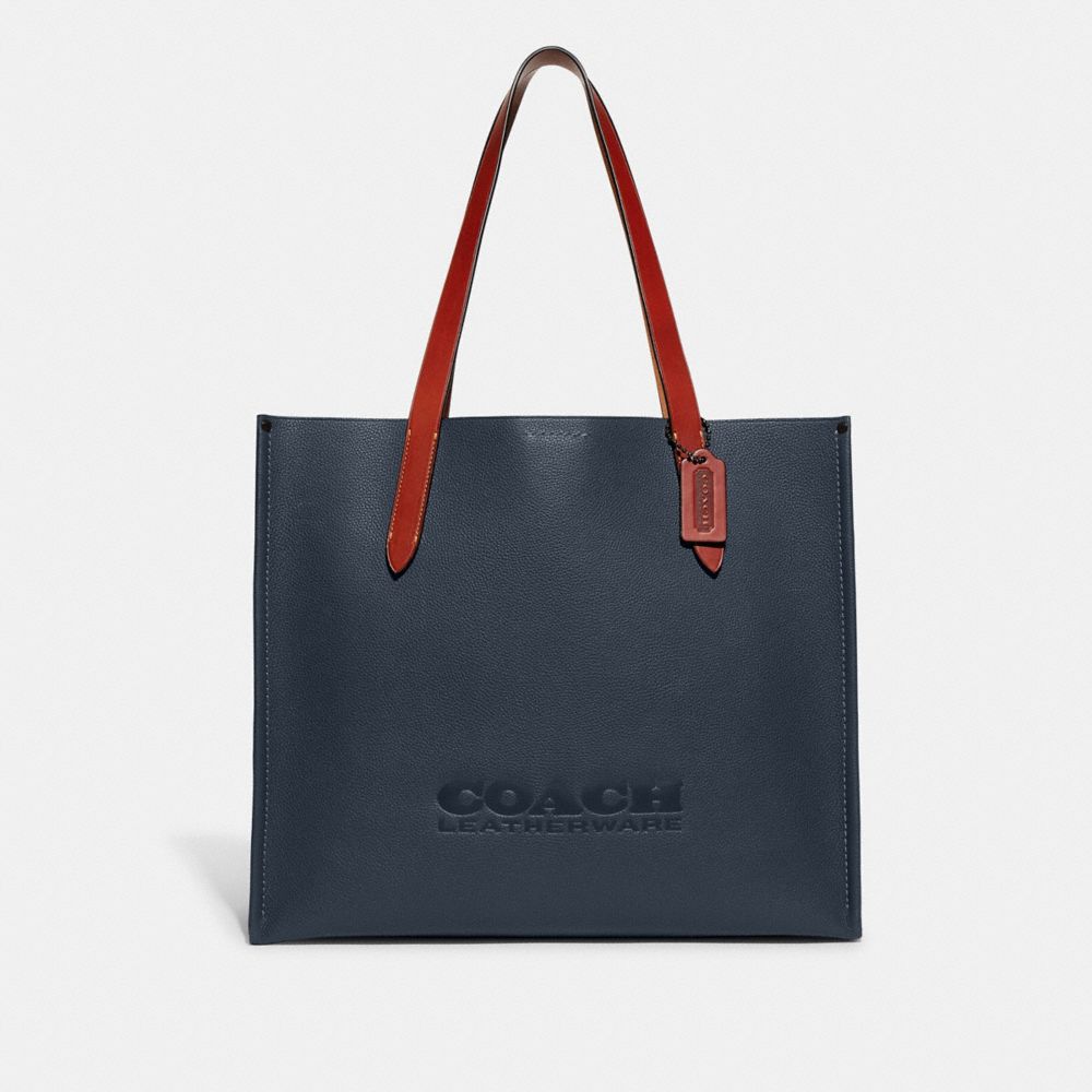 Coach Relay Tote Bag Polished Pebble Leather/Denim | 765-KXGPRB