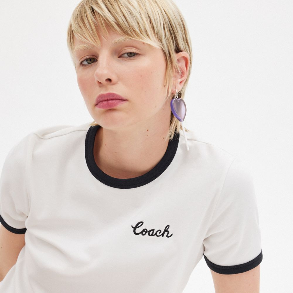 Coach Ringer T Shirt White | 893-EMLFSZ