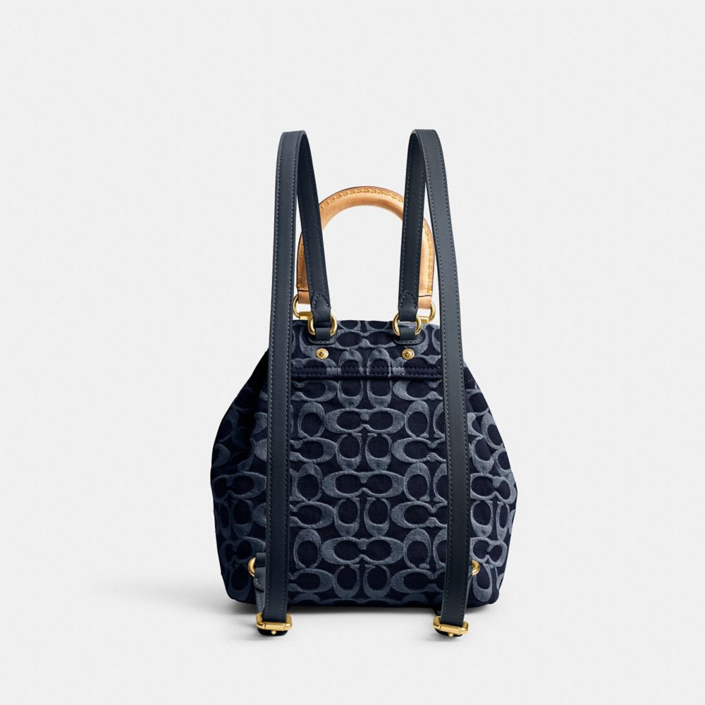 Coach Riya Backpack 21 In Signature Denim Denim/Brass/Blue | 418-UXQZSM