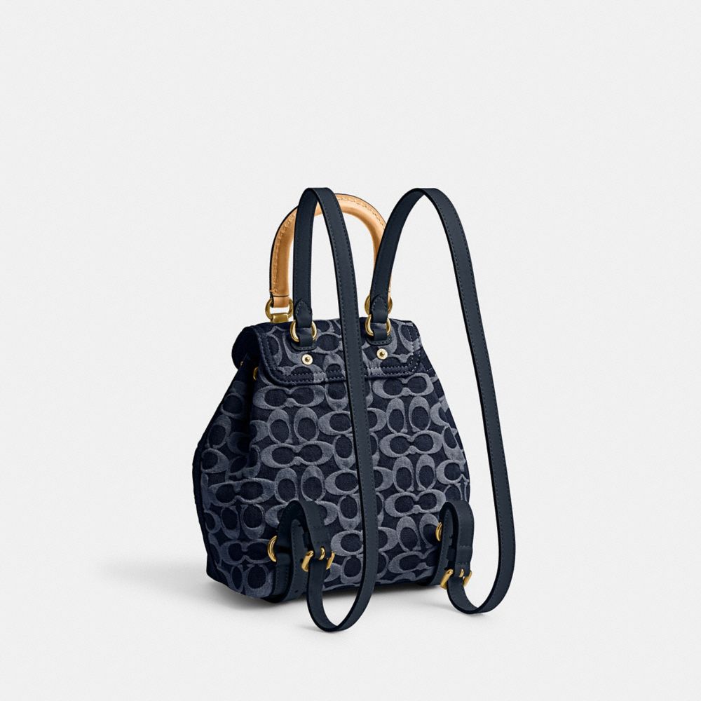 Coach Riya Backpack 21 In Signature Denim Denim/Brass/Blue | 418-UXQZSM