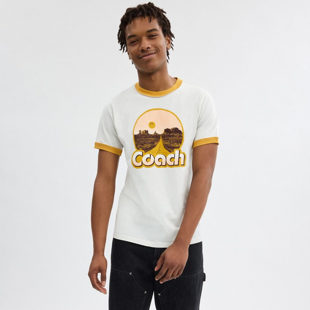 Coach Roadside Ringer T Shirt White | 325-QSYAWV