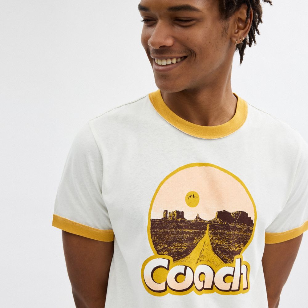 Coach Roadside Ringer T Shirt White | 325-QSYAWV