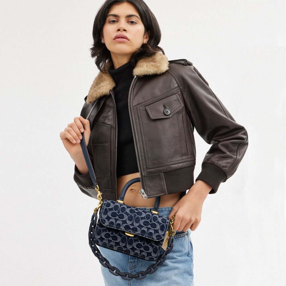 Coach Rogue Top Handle Bag In Signature Denim Denim/Brass/Blue | 905-ZCPWMG