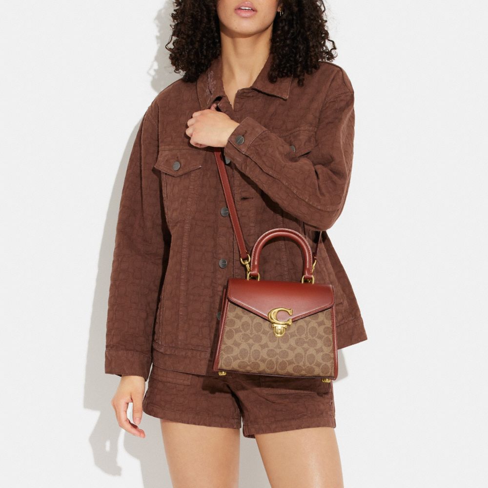 Coach Sammy Top Handle Bag In Signature Canvas Signature Coated Canvas/Brass/Tan/Rust | 186-IYMJQZ