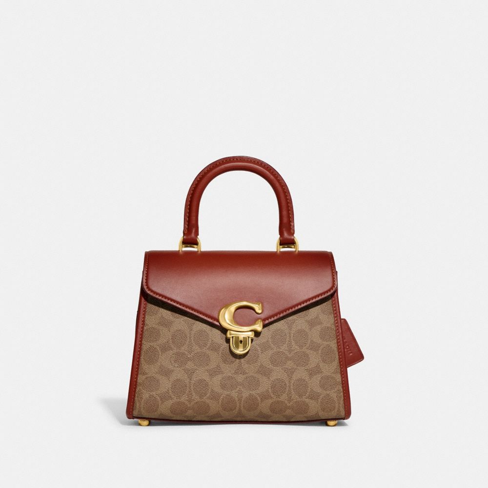 Coach Sammy Top Handle Bag In Signature Canvas Signature Coated Canvas/Brass/Tan/Rust | 186-IYMJQZ