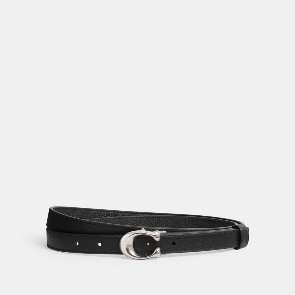 Coach Sculpted Signature Buckle Reversible Belt 20 Mm Silver/Black | 742-WJCRYN