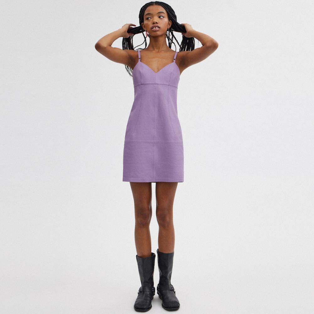 Coach Short Leather Dress Purple | 314-BVMPNH