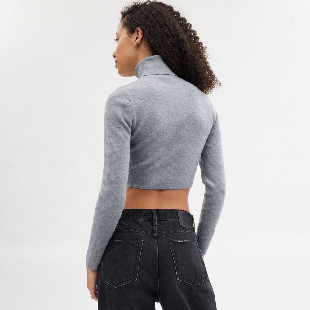 Coach Signature Cropped Turtleneck Heather Grey | 754-IONYDJ