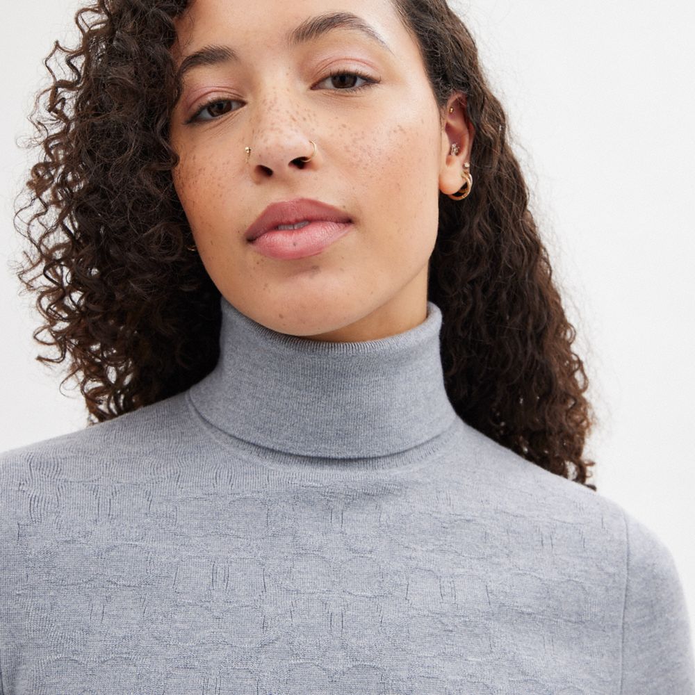 Coach Signature Cropped Turtleneck Heather Grey | 754-IONYDJ