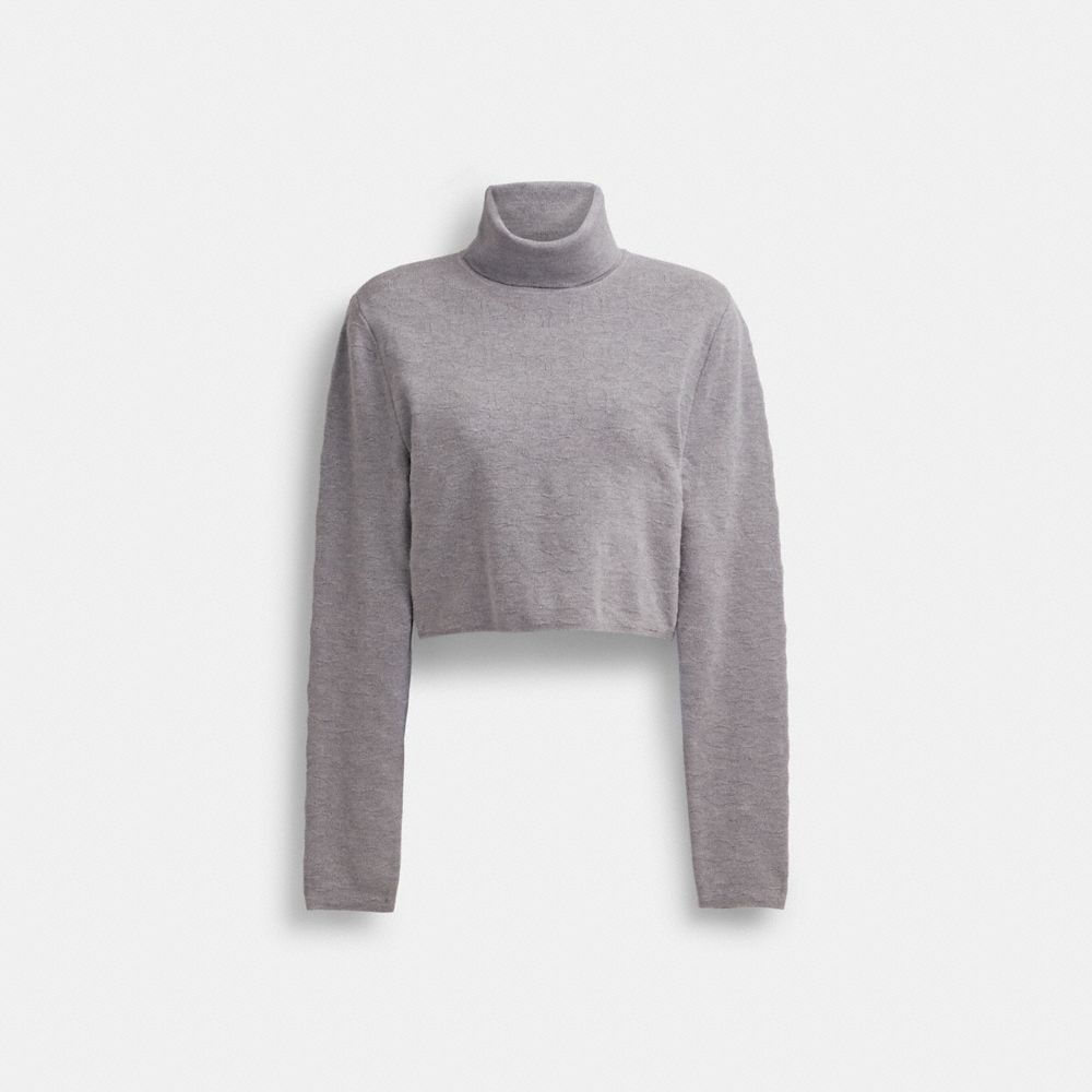 Coach Signature Cropped Turtleneck Heather Grey | 754-IONYDJ