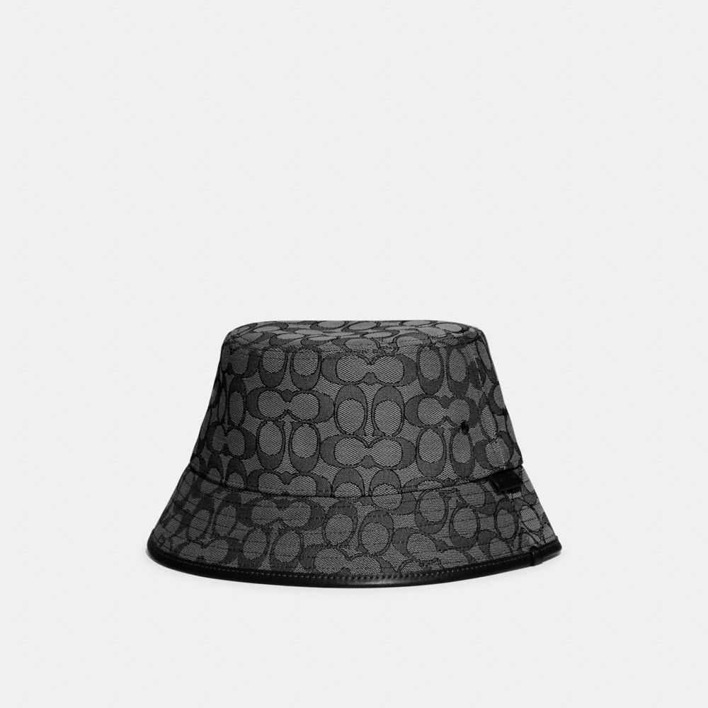 Coach Signature Jacquard Bucket Hat Charcoal | 859-STNYRJ