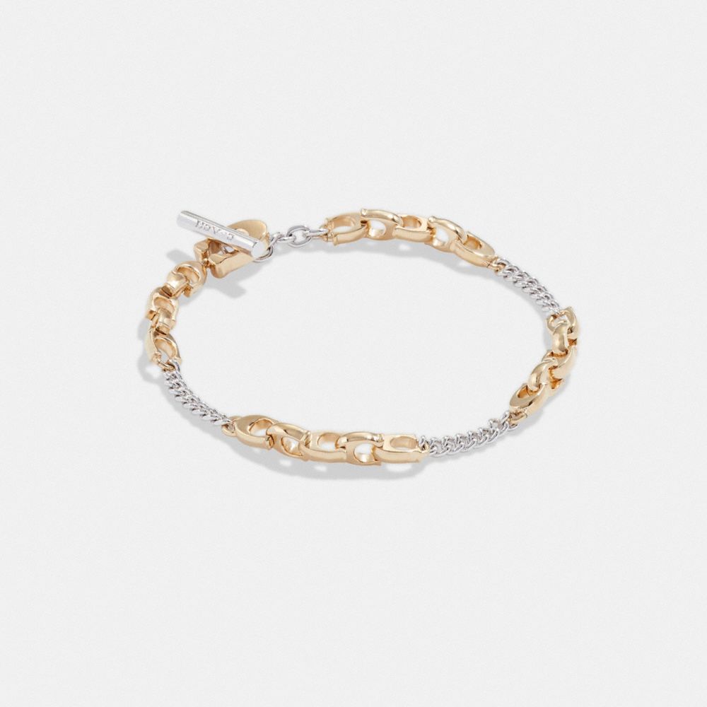 Coach Signature Mixed Chain Bracelet Gold/Silver | 136-MEALFP