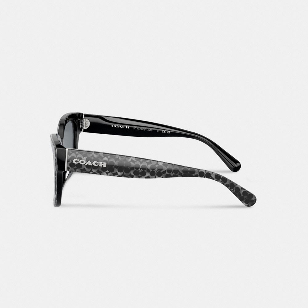 Coach Signature Oversized Rectangle Sunglasses Silver Pearlized Signature | 542-PTYDJS