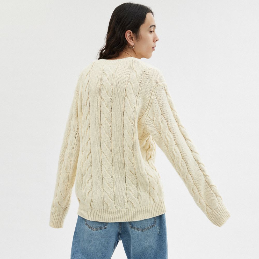 Coach Signature Sweater In Recycled Wool Ivory | 843-TWESAZ