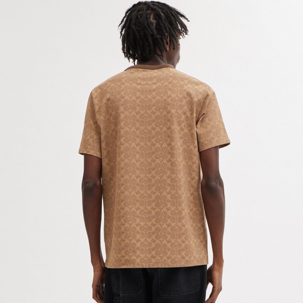 Coach Signature T Shirt Tan Signature | 813-KBMQAC