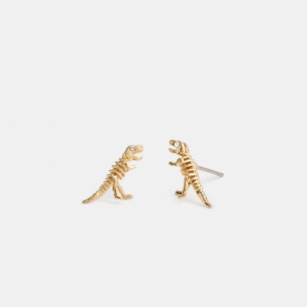 Coach Skeletal Rexy Stud Earrings Gold | 742-DKBXNP