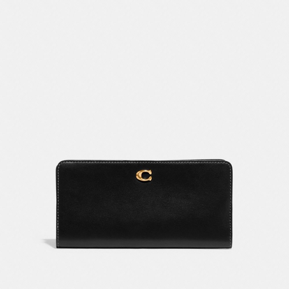 Coach Skinny Wallet Refined Calf Leather/Brass/Black | 896-VLFNUW