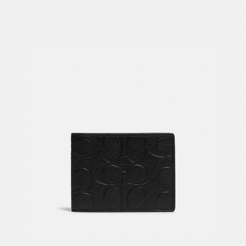 Coach Slim Billfold Wallet In Signature Leather Pebble Leather/Black | 825-EFVYXW